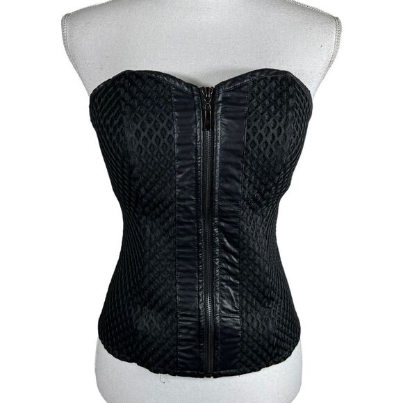 K.Jordan Mesh Zip Up Strapless Corset Top - Picture 2 of 9